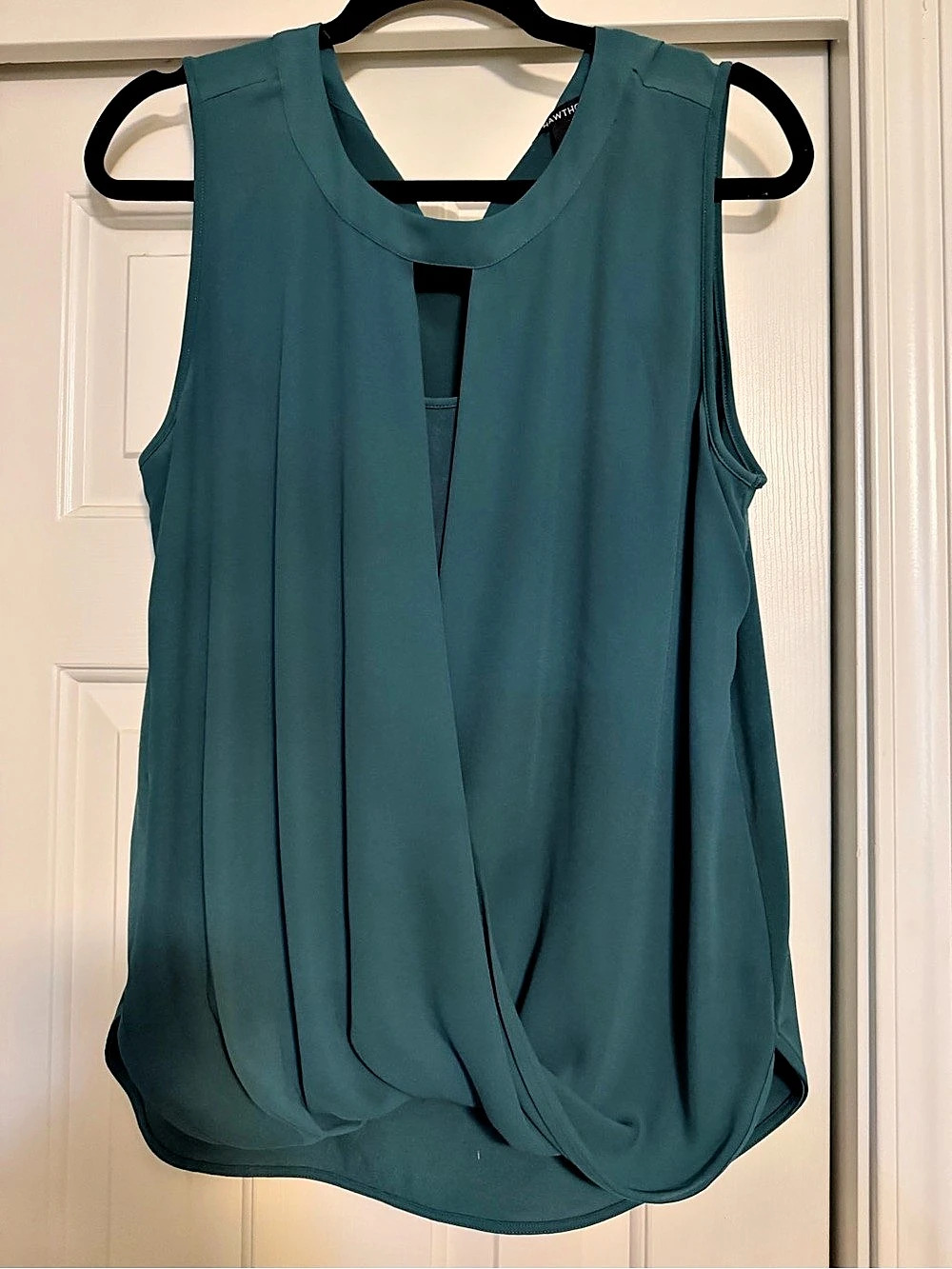 41 HAWTHORN Clearwater Mixed Material Blouse Green Large